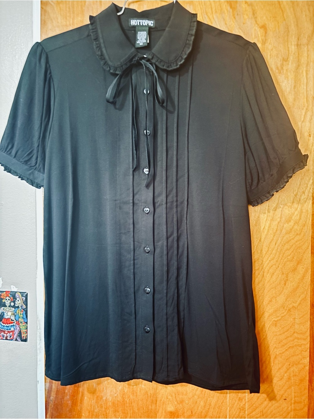 Hot Topic Black Ruffle-Collar Button Front Blouse